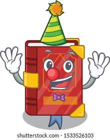 Clown magic spell book in shape mascot