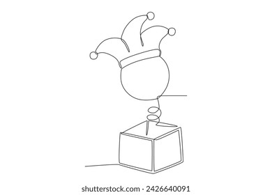 Clown magic tool. April fools one-line drawing