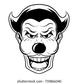 Clown Mascot Illustration Vector Black White