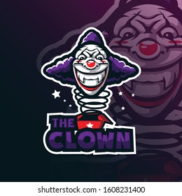 clown mascot logo design vector with modern illustration concept style for badge, emblem and tshirt printing. clown head illustration with box.