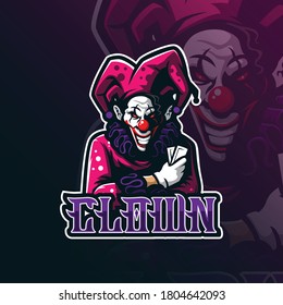 vector de diseño de logotipo de mascota de payasos con un estilo de ilustración moderno para impresión de insignias, emblemas y camisetas. ilustración de payaso para equipo deportivo.