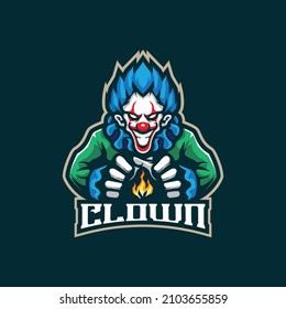 Clown mascot logo design vector with modern illustration concept style for badge, emblem and t shirt printing. Smart clown illustration.
