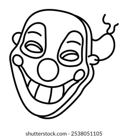 Clown mask icon in drawing style 


