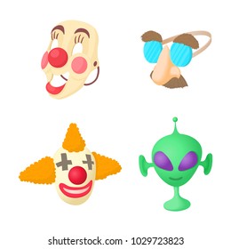 Clown mask icon set. Cartoon set of clown mask vector icons for web design isolated on white background