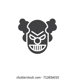 Clown mask icon vector, filled flat sign, solid pictogram isolated on white. Halloween holiday Symbol, logo illustration.