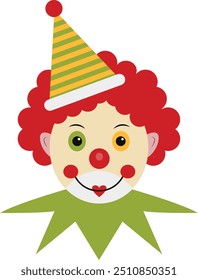 Clown Mask Illustration in Creepy Cartoon Design. Flat Graphic Vector 