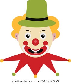 Clown Mask Illustration in Creepy Cartoon Design. Flat Graphic Vector 