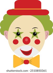 Clown Mask Illustration in Creepy Cartoon Design. Flat Graphic Vector 