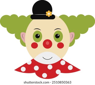 Clown Mask Illustration in Creepy Cartoon Design. Flat Graphic Vector 