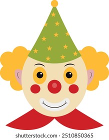 Clown Mask Illustration in Creepy Cartoon Design. Flat Graphic Vector 
