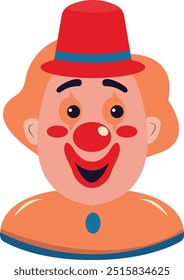 Clown Mask Illustration with Creepy Cartoon Design. Isolated on White Background.