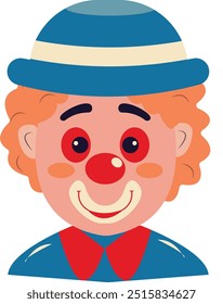 Clown Mask Illustration with Creepy Cartoon Design. Isolated on White Background.