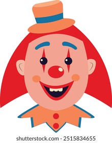 Clown Mask Illustration with Creepy Cartoon Design. Isolated on White Background.