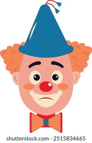 Clown Mask Illustration with Creepy Cartoon Design. Isolated on White Background.