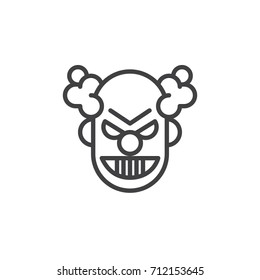 Clown mask line icon, outline vector sign, linear style pictogram isolated on white. Halloween holiday Symbol, logo illustration. Editable stroke