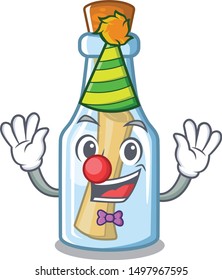 Clown message in bottle with shape mascot