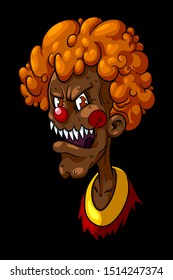 Clown Monster character illustration stiker design and t-shirt art vector on black background
