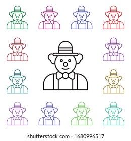 Clown multi color style icon. Simple thin line, outline vector of carnival and amusement icons for ui and ux, website or mobile application