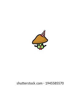 Clown Mushrom Cartoon Character Vector Illustration Design. Outline, Cute, Funny Style. Recomended For Children Book, Cover Book, And Other.