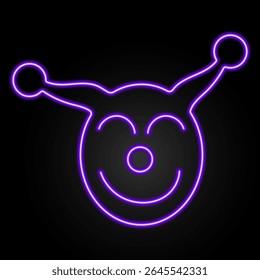 clown neon sign, modern glowing banner design, colorful modern design trends on black background. Vector illustration.