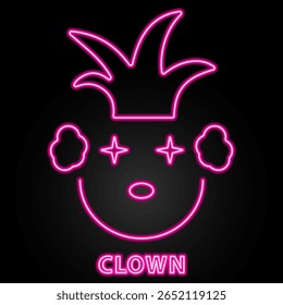 sinal de neon palhaço, design moderno brilhante banner, tendências coloridas do design moderno no fundo preto. Ilustração vetorial.