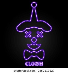 sinal de neon palhaço, design moderno brilhante banner, tendências coloridas do design moderno no fundo preto. Ilustração vetorial.