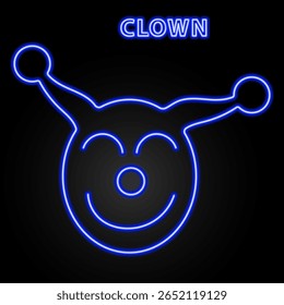 sinal de neon palhaço, design moderno brilhante banner, tendências coloridas do design moderno no fundo preto. Ilustração vetorial.
