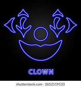 sinal de neon palhaço, design moderno brilhante banner, tendências coloridas do design moderno no fundo preto. Ilustração vetorial.