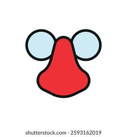 Clown nose icon symbolizes playful humor, ideal for April Fool's Day designs, circus themes, comedy events, and prank-related visuals.