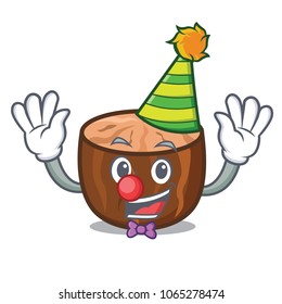 Clown nutmeg mascot cartoon style vector illustration