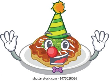 Clown okonomiyaki is served on cartoon plate