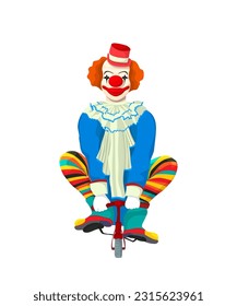 Clown on a bicycle, vector illustration over white background