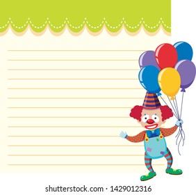 Clown on note template illustration