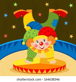 clown on stage - vector illustration 