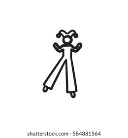 Clown on stilts vector sketch icon isolated on background. Hand drawn Clown on stilts icon. Clown on stilts sketch icon for infographic, website or app.