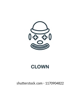 Clown outline icon. Simple element illustration. Clown icon in outline style from party icon collection. Design for mobile and web design, apps, software, print.