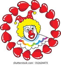 clown with party balloon