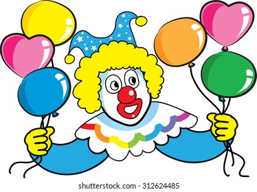 clown with party balloon