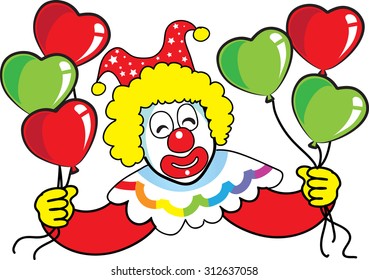 clown with party balloon