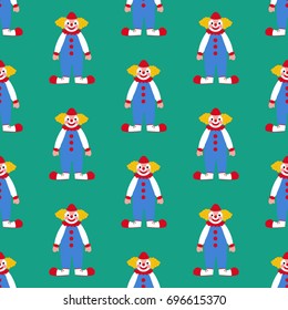 Clown pattern on the green background. Vector illustration