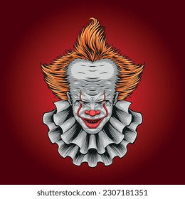 clown pennywise tshirt, logo, mascot illustration