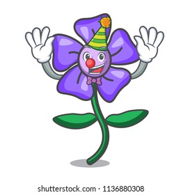 Clown periwinkle flower mascot cartoon