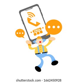 Clown- und Telefonanruf-Wohnung Design-Illustration gute Verwendung für die Präsentation