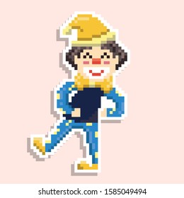 clown in pixel art style