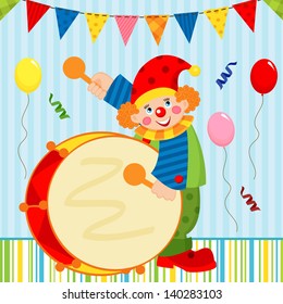 Clown playing the drum