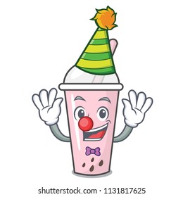 Clown raspberry bubble tea character cartoon