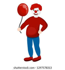 Clown red balloon icon. Cartoon of clown red balloon vector icon for web design isolated on white background