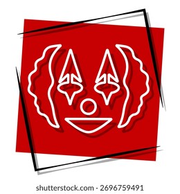 palhaço, banner vermelho em um quadro. Ilustração vetorial em um fundo branco.	