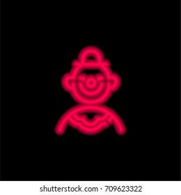 Clown red glowing neon ui ux icon. Glowing sign logo vector