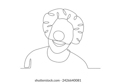 The clown with the red nose. April fools one-line drawing